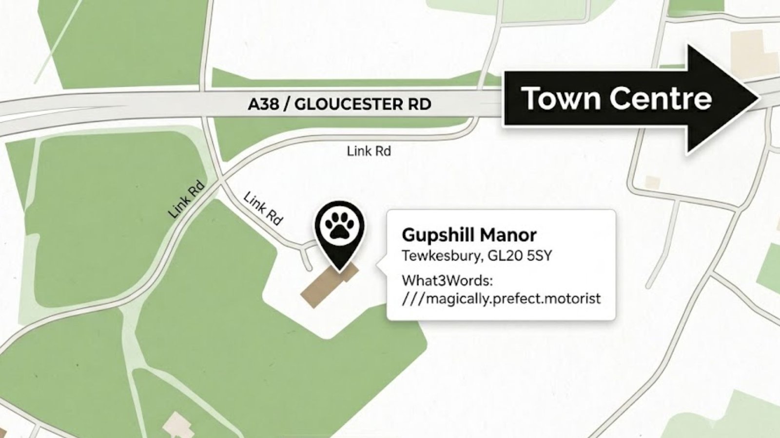 Map of the location for Tewkesbury dog show in 2026